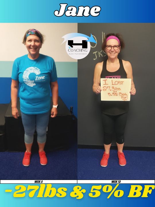 Jane, i2 Fitness member — down 27 pounds and 5% body fat
